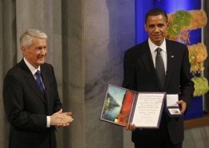 Barack Obama receives the Nobel peace prize