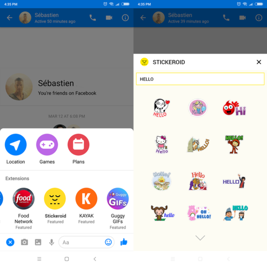 Stickeroid стал доступен в блог-платформе Hype и части пользователей Facebook Messenger